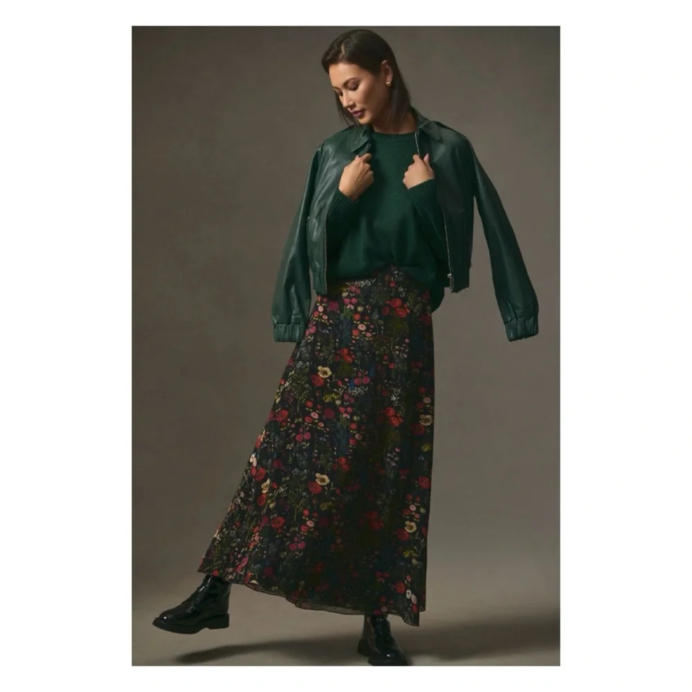 NWOT Anthropologie Payal Jain Georgette Maxi Skirt  Size XS